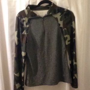 camouflage athletic partial zipper up
